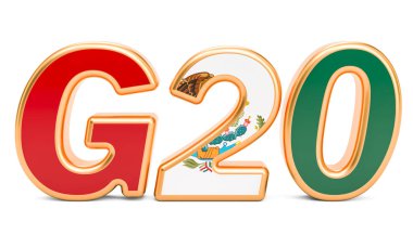 G20 Zirvesi kavramı. Meksika G20 Zirvesi Öncesi Yükselmekte, 3d render