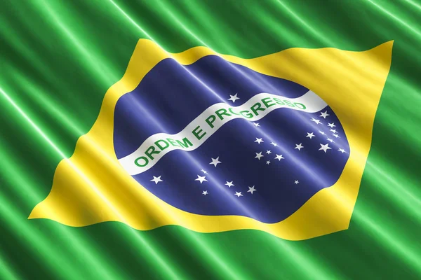 Βραζιλιάνικη σημαία φόντο, 3d rendering — Φωτογραφία Αρχείου