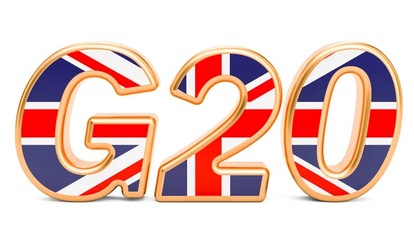 Concepto Cumbre G20. Reunión británica del G20, representación 3D — Foto de Stock
