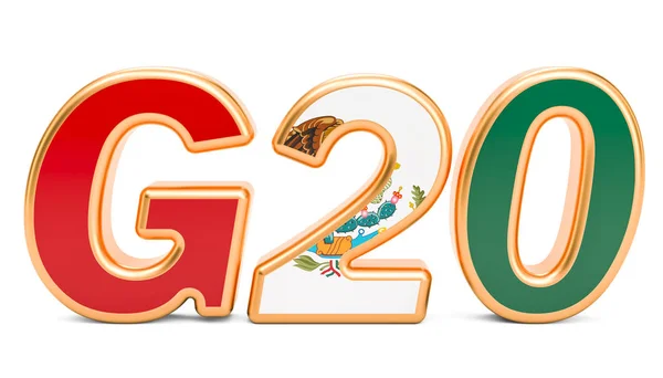 Cúpula G20 conceito. Reunião mexicana do G20, renderização 3D — Fotografia de Stock