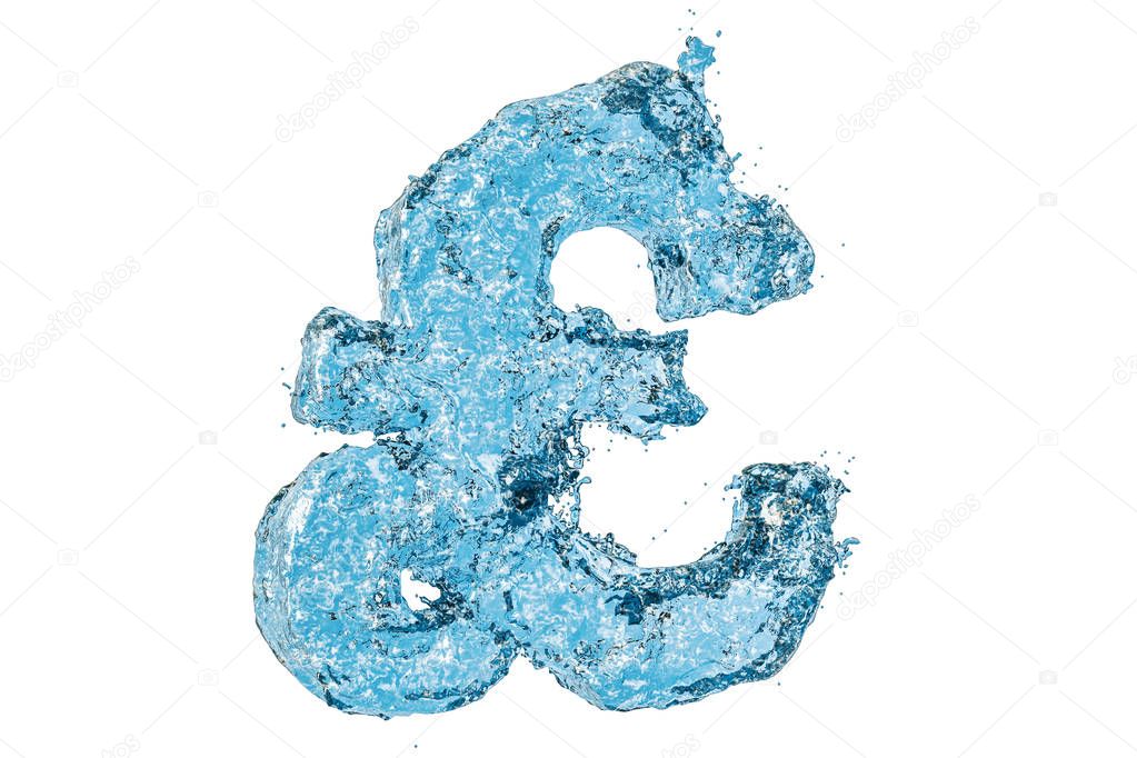 Water pound sterling symbol, 3D rendering 
