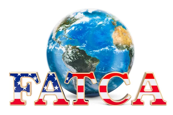 Fatca, 외국 계좌 세금 준수 법 개념 3 차원 렌더링 — 스톡 사진