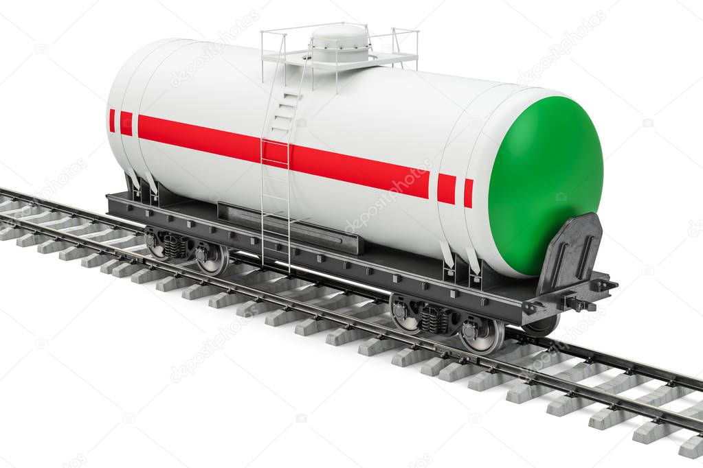 Tank car on the railway, 3D rendering