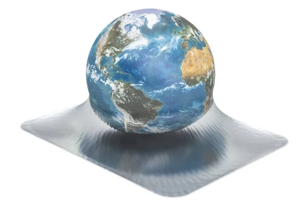 Globo da Terra envolto em filme a vácuo, renderização 3D — Fotografia de Stock