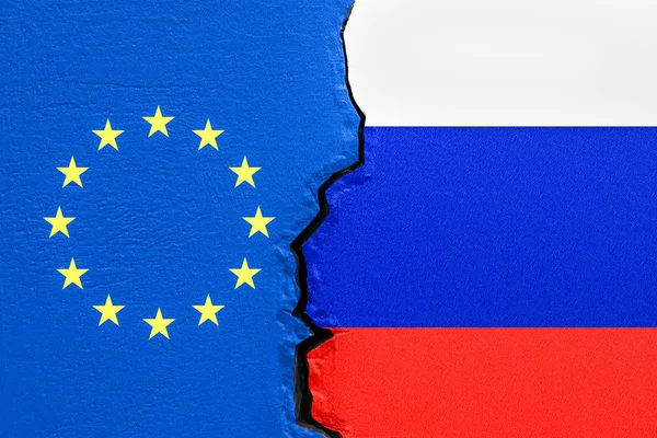 UE y Rusia, concepto de conflicto político. Renderizado 3D —  Fotos de Stock