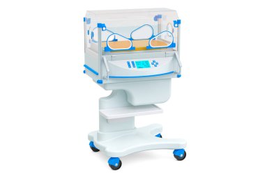 Yenidoğan kuluçka isolette. 3D render