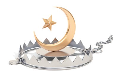 Yıldız ve hilal, Islam din tuzak konseptiyle tuzak. 3D ren