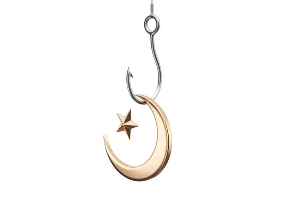 Horog, csillag és félhold, iszlám vallás csapda koncepció. 3D-s ren — Stock Fotó
