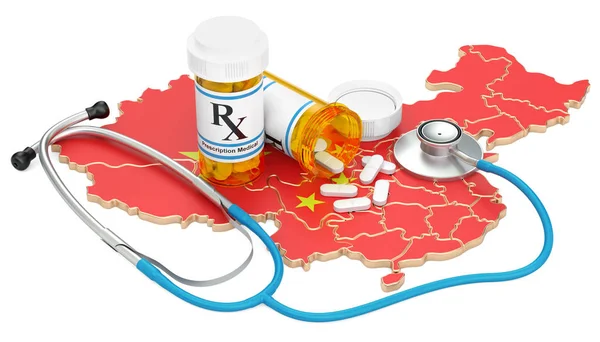 Egészségügyi ellátás a kínai koncepció, 3d-leképezés — Stock Fotó