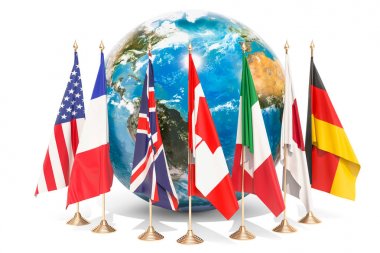 Bayraklar tüm üyelerin G7 dünya dünyada, Toplantı kavramı.