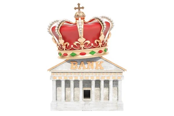 Royal crown, 3d render ile banka — Stok fotoğraf