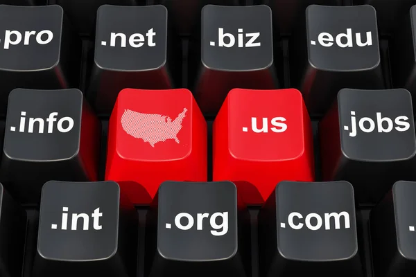 Domain names of USA concept, 3D rendering