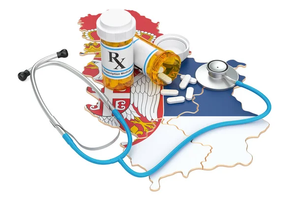 在塞尔维亚的医疗保健概念, 3d 渲染 — 图库照片