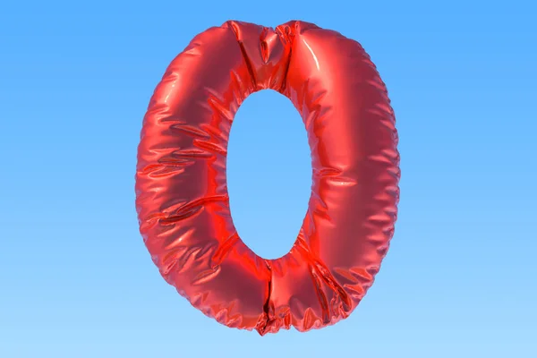 Numéro 0, ballon rouge dans le ciel. rendu 3D — Photo