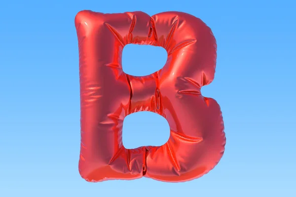 Red foil balloon letter B, 3D rendering — Stock Photo, Image