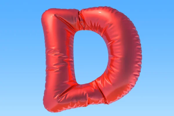 Red foil balloon letter D, 3D rendering — Stock Photo, Image