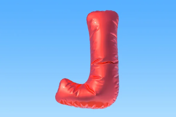 Rode folie ballon letter J, 3D-rendering — Stockfoto