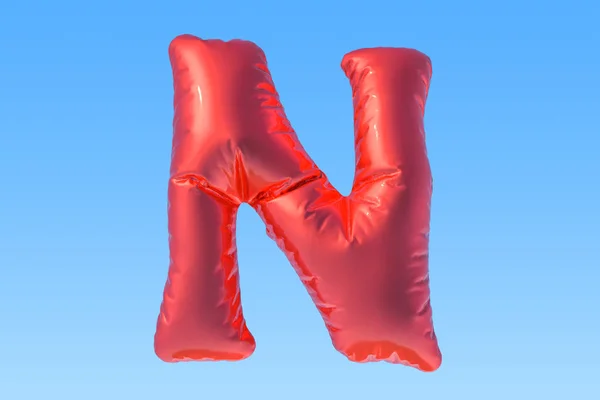 Ballon en feuille rouge lettre N, rendu 3D — Photo