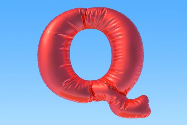 Rode folie ballon letter Q, 3D-rendering — Stockfoto