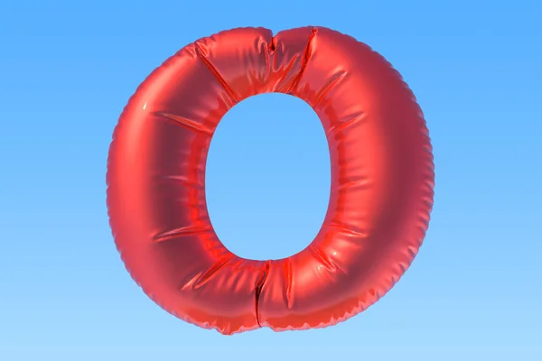 Röd folie ballong bokstaven O, 3d-rendering — Stockfoto