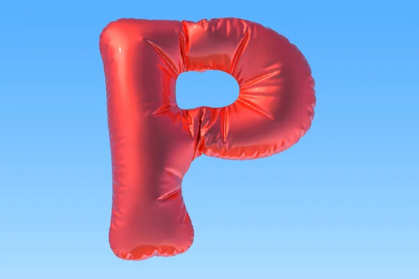 Red foil balloon letter P, 3D rendering