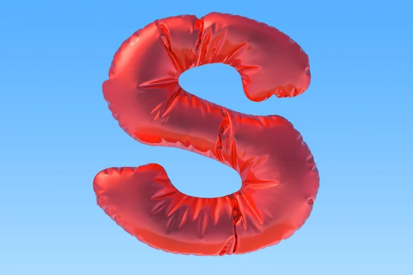 Red foil balloon letter S, 3D rendering — Stock Photo, Image