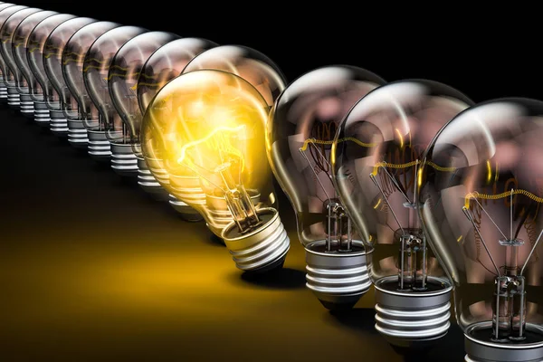 Idea concept with lightbulbs. 3D rendering — Stock Photo, Image