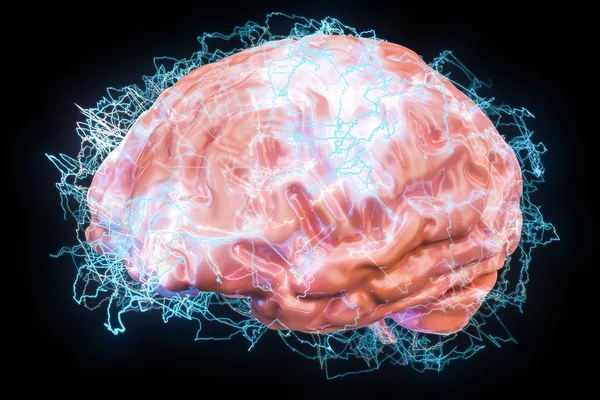 Impulsions cérébrales, processus de pensée, conception de l'intelligence artificielle — Photo
