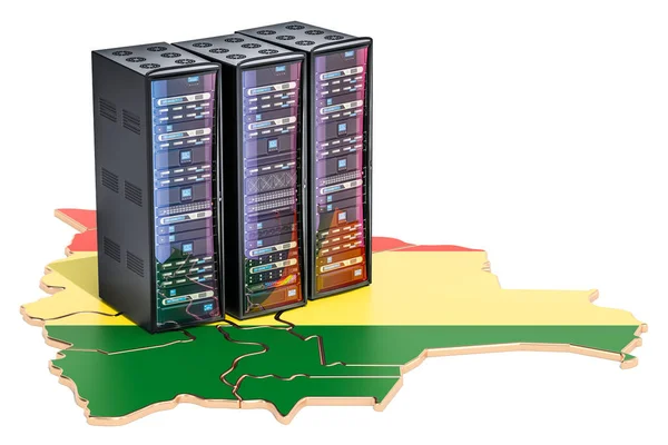 数据中心服务器机架在玻利维亚概念, 3d 渲染 — 图库照片