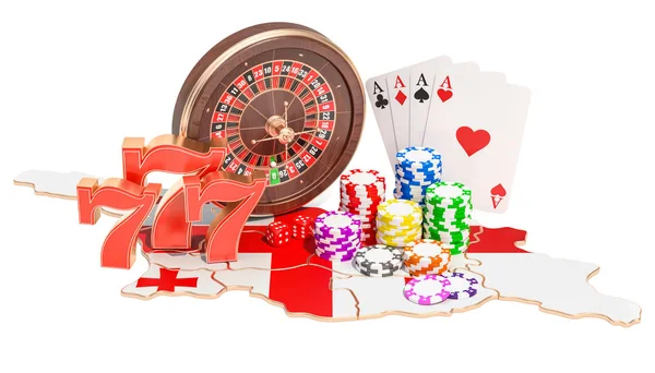 Casino y la industria del juego en Georgia concepto, representación 3D — Foto de Stock