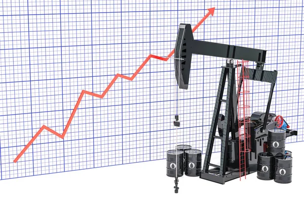 Barriles Petróleo Calabazas Con Gráfico Crecimiento Renderizado —  Fotos de Stock