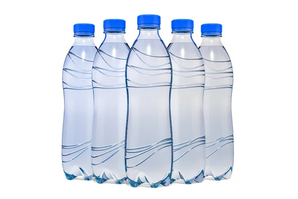 Satz Wasserflaschen Rendering Isoliert Auf Weißem Hintergrund — Stockfoto