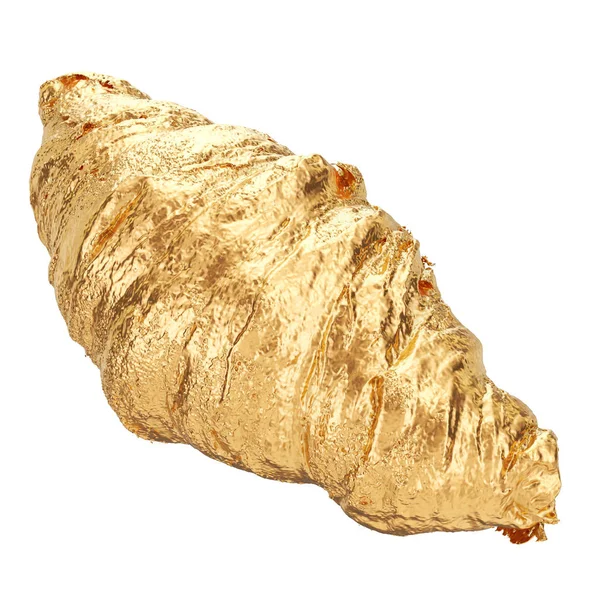Golden croissant, 3d rendering — Stock Photo, Image