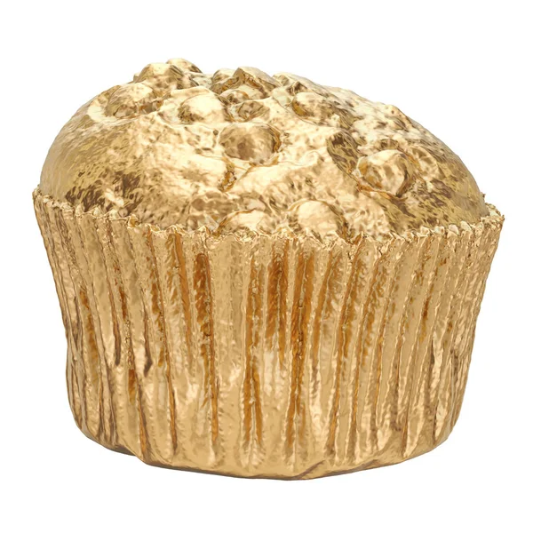 Golden Cupcake, 3D-Darstellung — Stockfoto