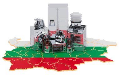 Bulgaristan haritasında mutfak ve ev aletleri