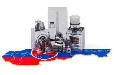 Slovakya haritasında mutfak ve ev aletleri