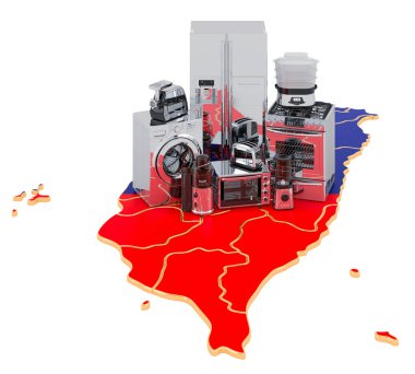 Tayvan haritasında mutfak ve ev aletleri var.