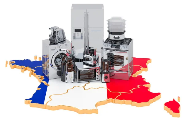 Kitchen and household appliance on the map of France — Stock Photo, Image