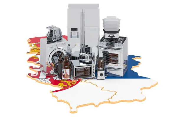 Kitchen and household appliance on the map of Serbia — Stock Photo, Image