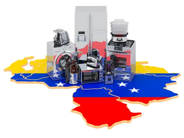 Kitchen and household appliance on the map of Venezuela — ストック写真