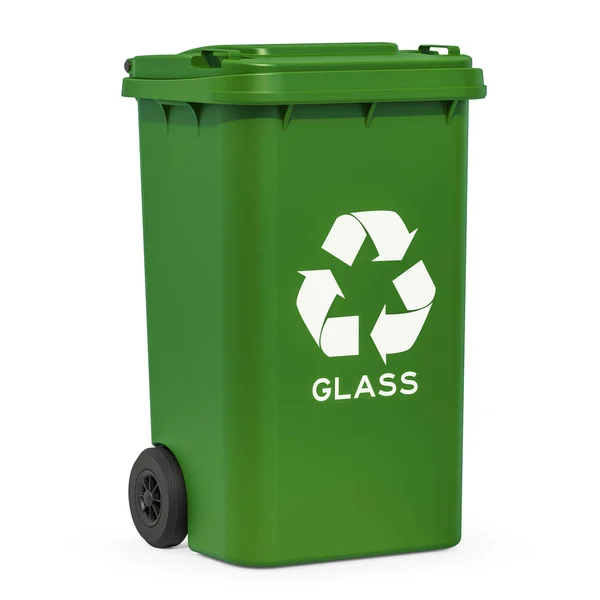 Зеленая мусорная корзина для отходов стекла, 3D рендеринг — стоковое фото