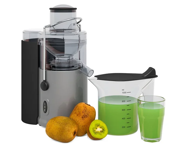 Kiwi juice with electric juicer, 3D rendering — Stock Photo, Image