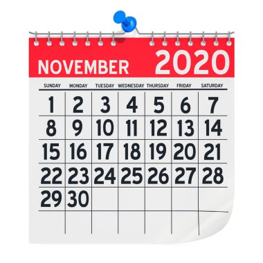 Kasım 2020 Aylık Duvar Takvimi, 3D oluşturma