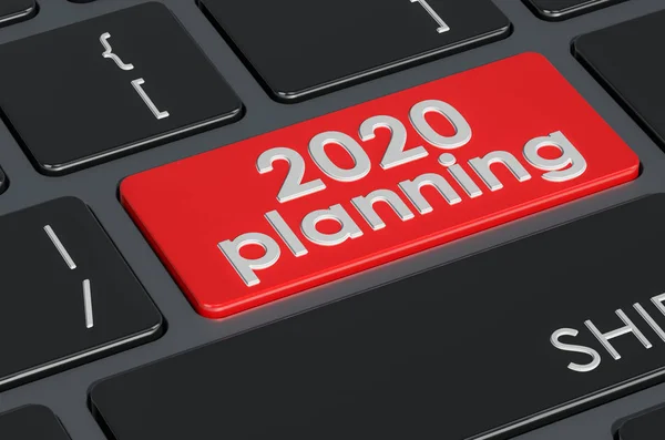 Botón de planificación 2020 en el teclado, renderizado 3D —  Fotos de Stock