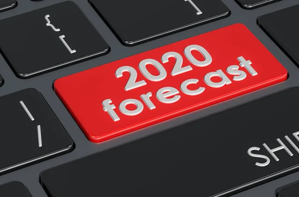 Botón de previsión 2020 en el teclado, renderizado 3D —  Fotos de Stock