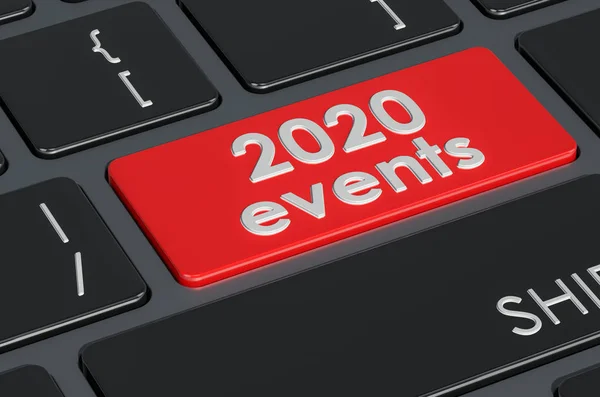 2020 events knop op toetsenbord, 3d rendering — Stockfoto