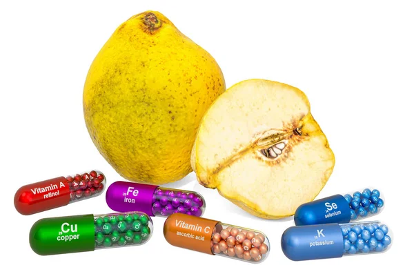 Vitaminok és ásványi anyagok birsalma, 3D-s kiolvasztás — Stock Fotó