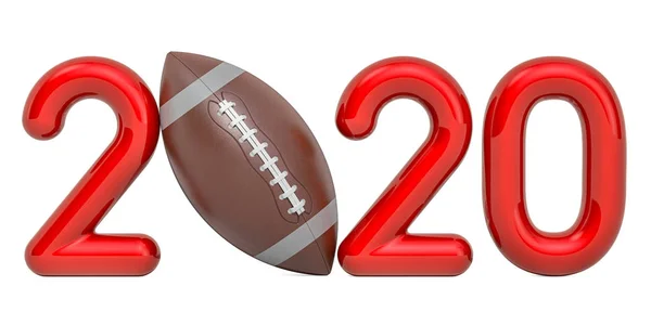 Football americano 2020 con palla, concetto. Rendering 3D — Foto Stock