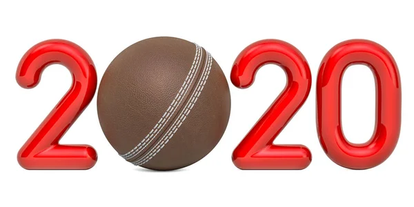 Cricket 2020 med cricketboll, koncept. 3d-konvertering — Stockfoto