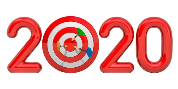 Target and mission of 2020 New Year concept, 3D rendering — Stock Photo, Image